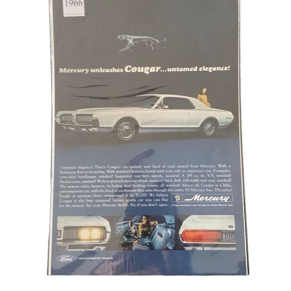 Vintage 1966 Mercury Cougar Untamed Elegance Ad Advertisement